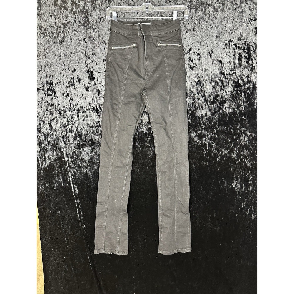 Zara Pants Womens 2 Black Pockets Stretch Skinny Fit Zippers Casual - Picture 1 of 8